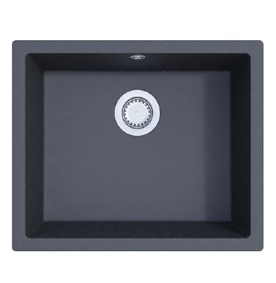 GRANMASTER COMO 100 UNDERMOUNTED/INSET/FLUSH MOUNTED BLACK METALLIC QUARTZ SINGLE BOWL SINK, GRA0070